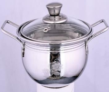 Stainless Steel 3 Pcs Belly Casserole Glass Lid (Aruna)