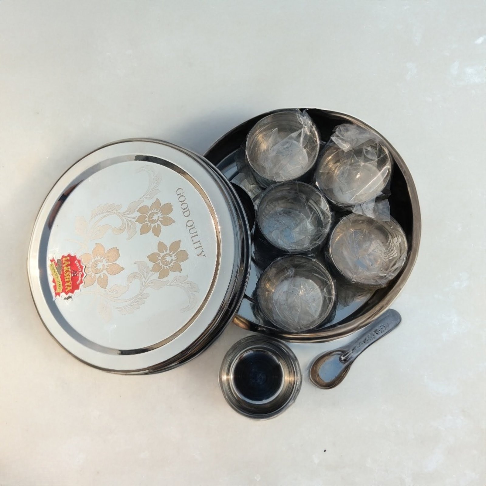 Plain Masala Dabba / Spice Box Mirror Polish